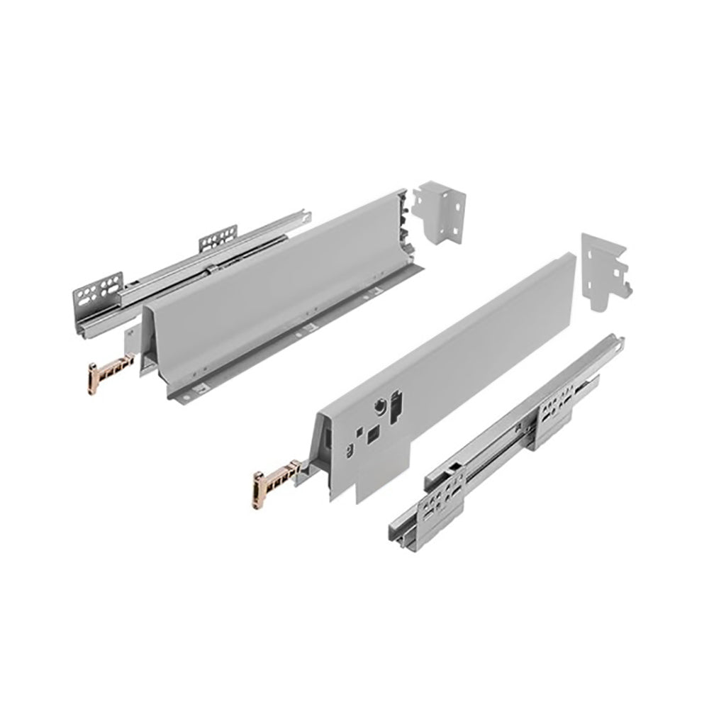 Tandem Box Full Extension, 500mm x 84mm, Soft Closing Drawer Slides, Stainless Steel