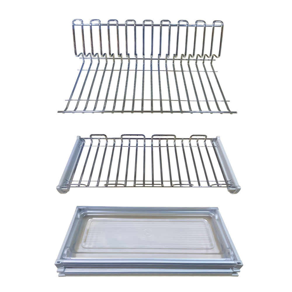 Dish & Cup Draining Rack 90cm with Telescopic Frame, Sliding Drainer, Chrome Plated, Stainless Steel