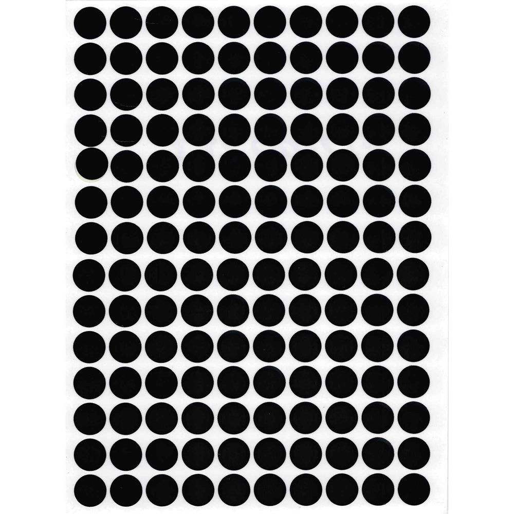 Screw Hole Cover Sticker 12mm, Black - 140pcs/ Sheet