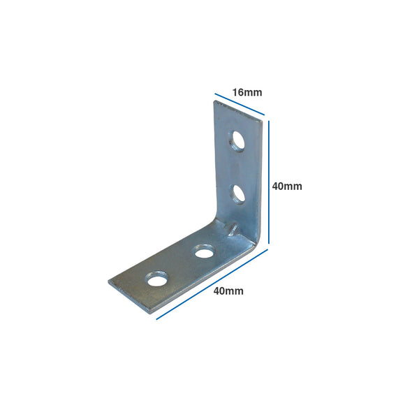 Steel Corner L=40mm x 40mm W=16mm, Blue Zinc Coated - 100Pcs/ Pack