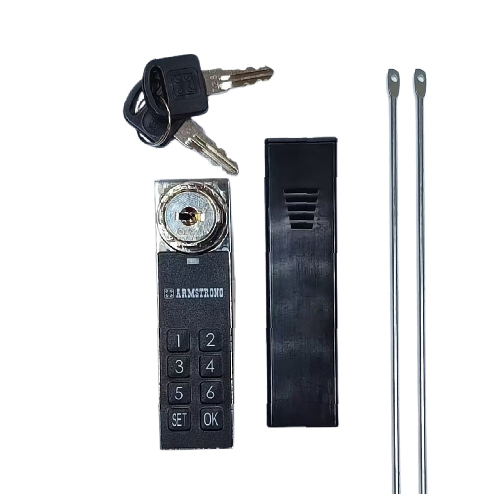 Armstrong Cabinet Lock with Keypad & Manual Key Protection - Nickel Finish