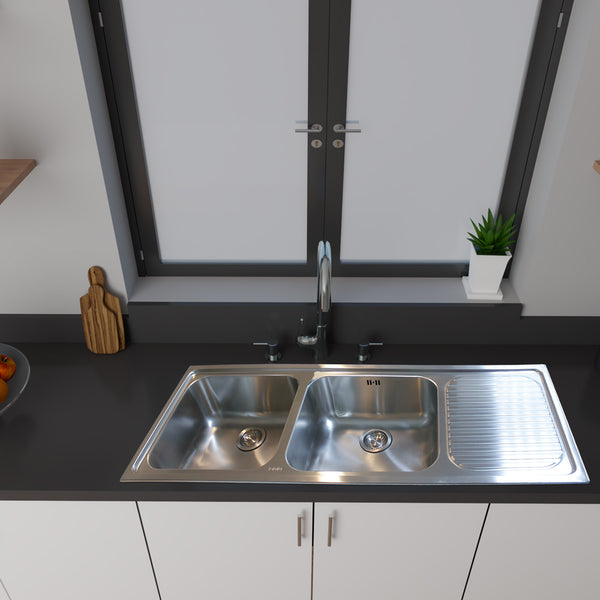 Kitchen two bowl sink, Double bowl sink, Stainless steel sink