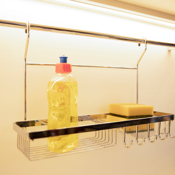 Hanging Dish Soap & Sponge Rack with Hooks