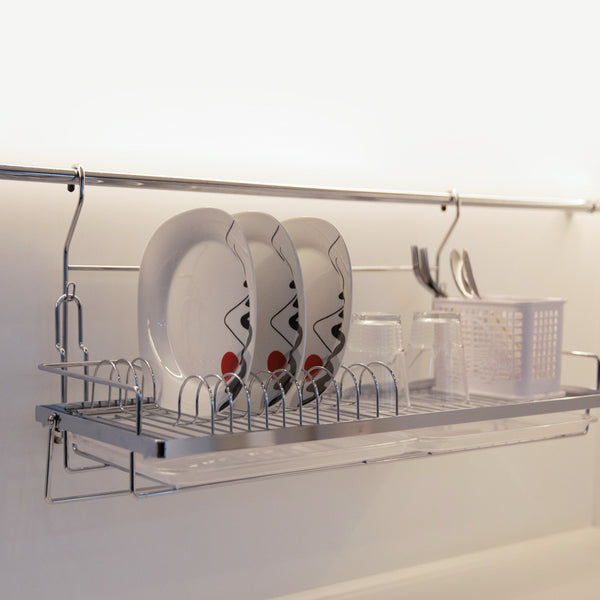 Hanging dish drying rack, plate & glass holder