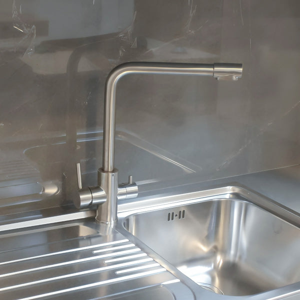  Stainless Steel Faucet for Worktop/Sink Installation
Sleek and functional stainless steel kitchen sink mixer with a single lever design for effortless water control. The worktop/sink installation and rust-resistant build make it a reliable choice for contemporary kitchens.