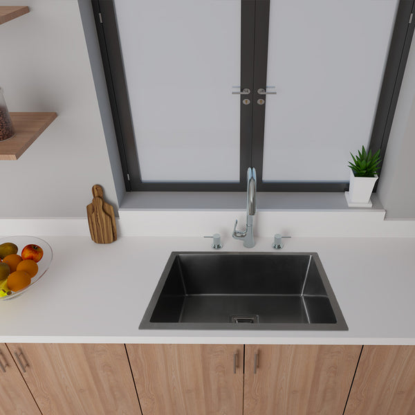 Top-mount sink for efficient kitchen tasks.